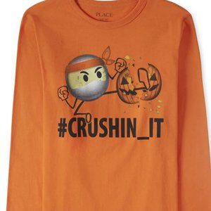 NWT 5 14 16 Halloween ninja #CRUSHIN IT shirt childrens place autumn top orange